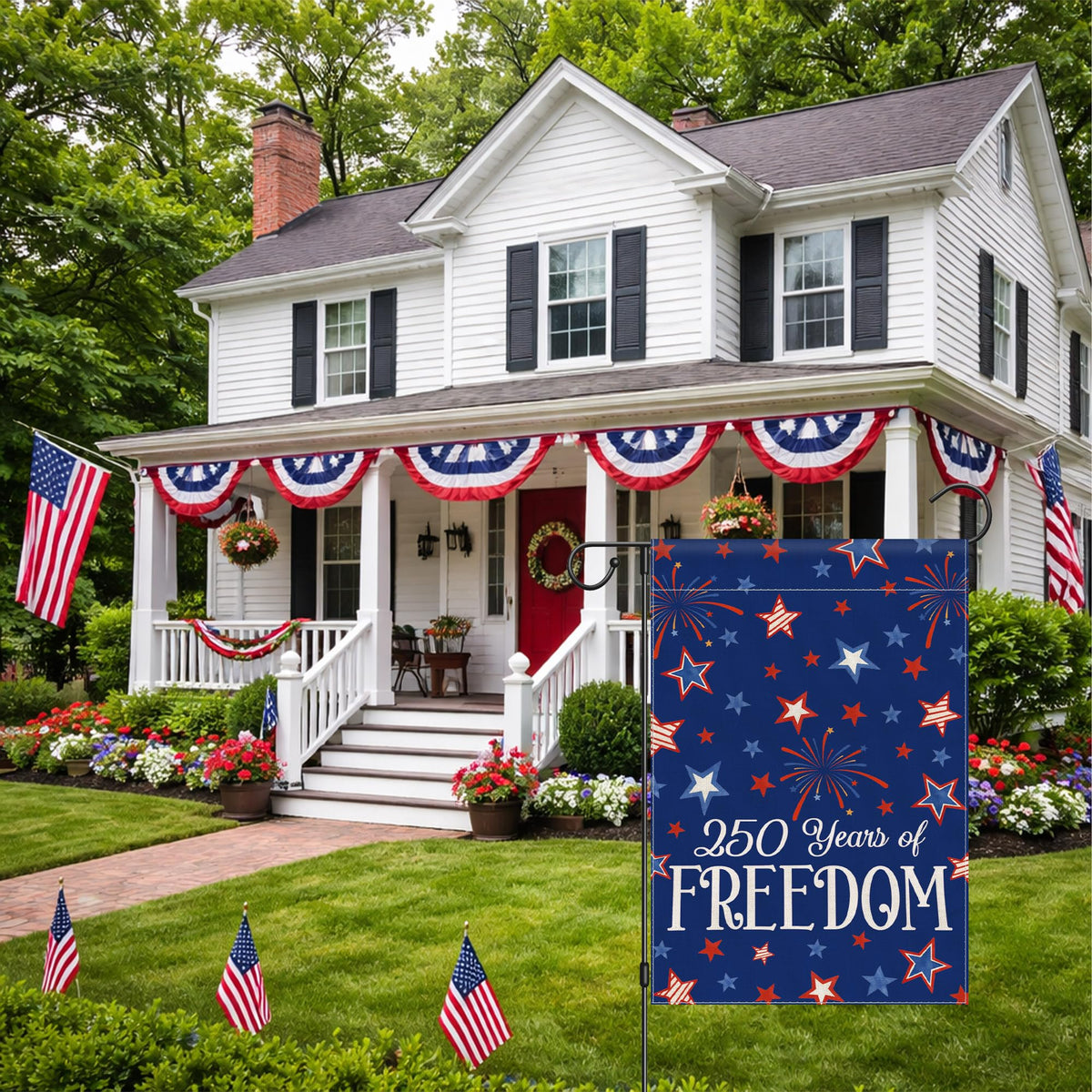 Siilues weather resistant flag for garden withstands sun and rain.