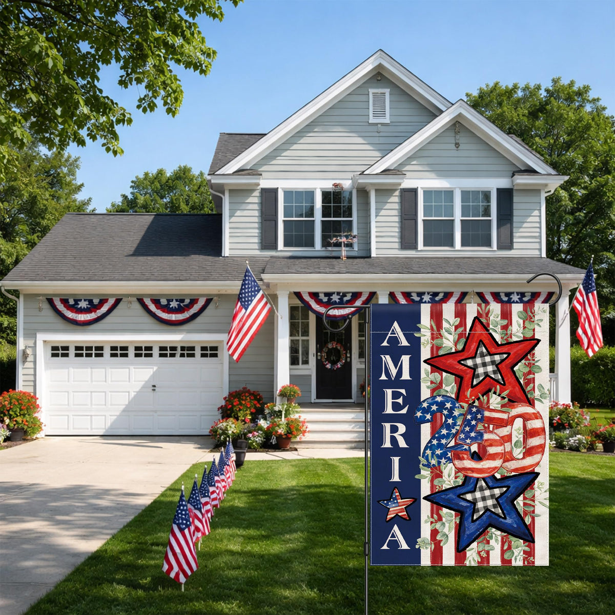 Siilues weather-resistant garden flag resists sun and rain year-round.