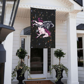 Siiuuol Astronaut Unicorn Flag perfect for wall or fence mounting.