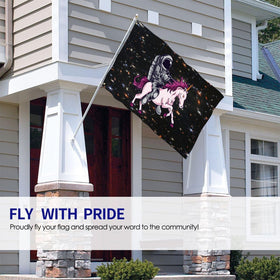 Siiuuol Astronaut Unicorn Flag lightweight drapey fabric that flows in breeze.