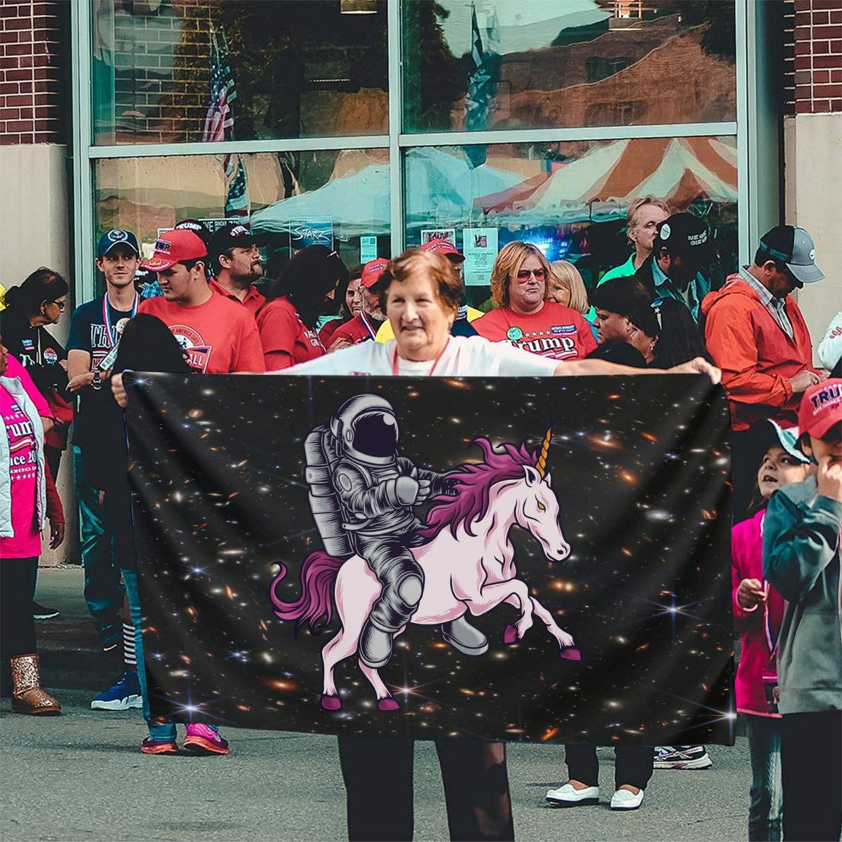 Siiuuol Astronaut Unicorn Flag versatile for garden balcony display.