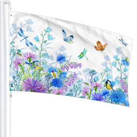 Siiuuol butterfly dragonfly banner flag for park, patio, or balcony display