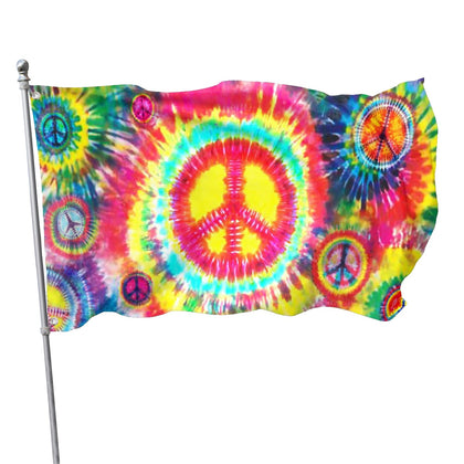 Siiuuol Tie Dye Peace Flag front view for bright outdoor display.