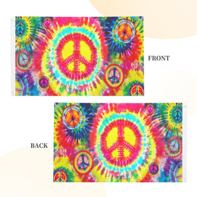 Siiuuol Tie Dye Peace Flag indoor decor near doorway for ambiance.