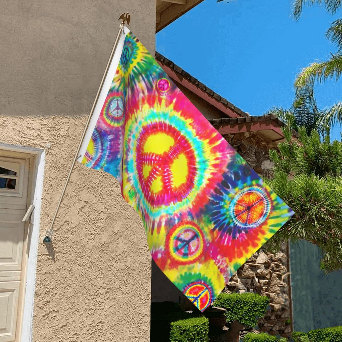 Siiuuol Tie Dye Peace Flag outdoor banner suitable for lawn or balcony.