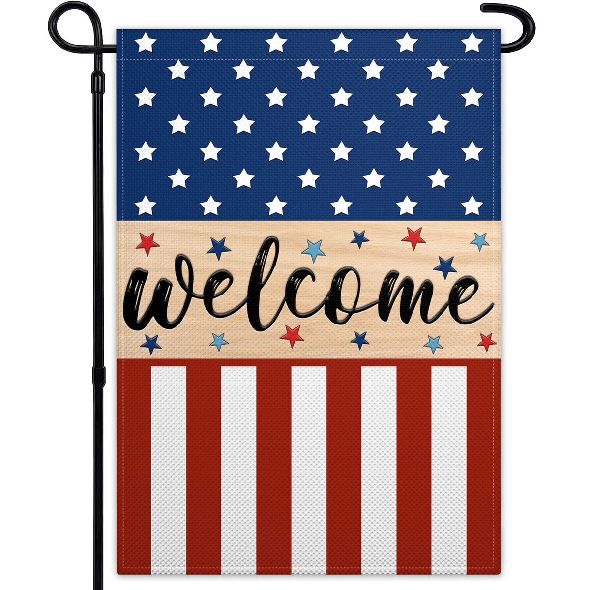 Siixoi 4th of July garden flag outdoors with durable polyester for long-lasting display