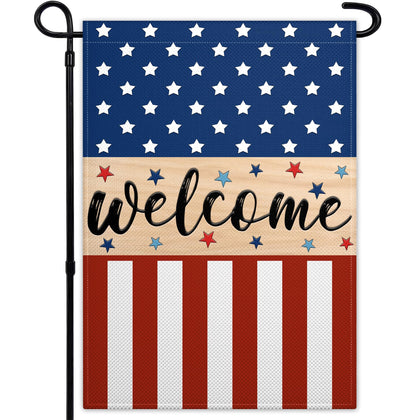 Siixoi 4th of July garden flag outdoors with durable polyester for long-lasting display