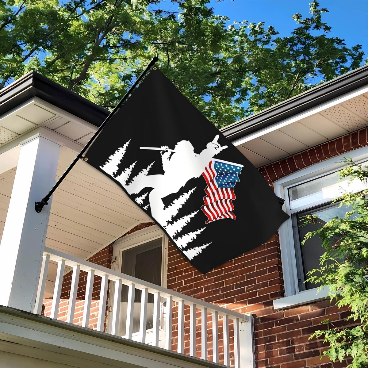 Closeup of brass grommets on Siixoi Bigfoot flag for durable hanging.