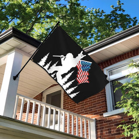 Closeup of brass grommets on Siixoi Bigfoot flag for durable hanging.