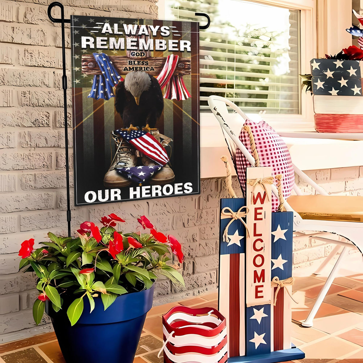 siixoi double-sided patriotic flag for outdoor use with clear print on both sides