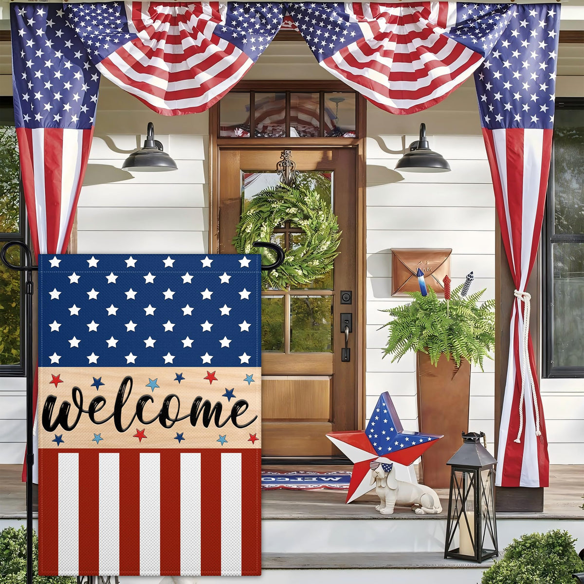 Siixoi front-yard flag decor complements lawn or patio setups