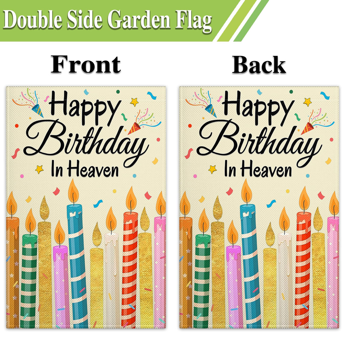 Siixoi Happy Birthday In Heaven flag close-up fabric, three-layer construction for clear viewing.
