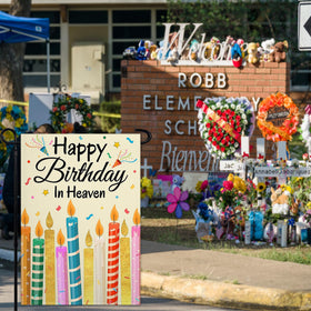 Siixoi Happy Birthday In Heaven flag graveyard use, suitable for cemeteries and memorial sites.