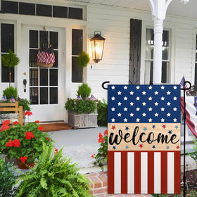 Siixoi patriotic welcome flag 12x18 greets guests on porch or lawn