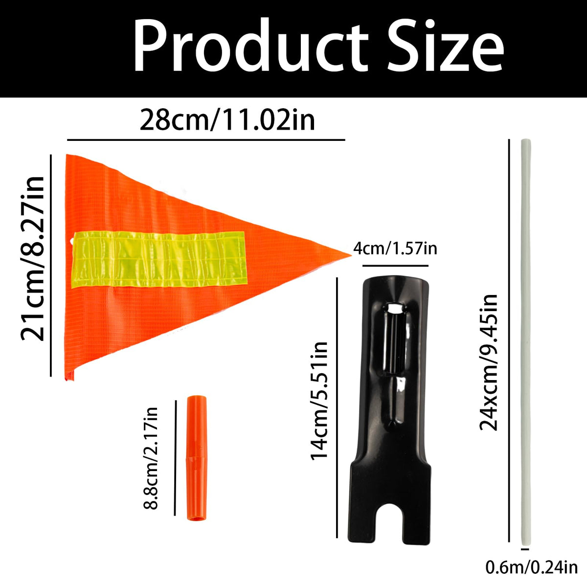 Siktorrwd safety flag with reflective stripe improves night-time visibility on the road.