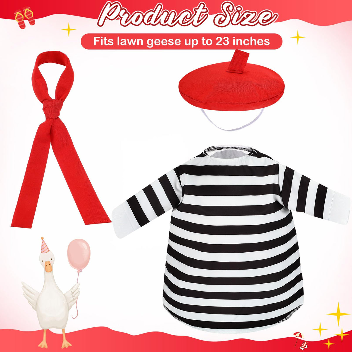 Silicherry 23-inch goose outfits with beret add a whimsical focal point for outdoor spaces.