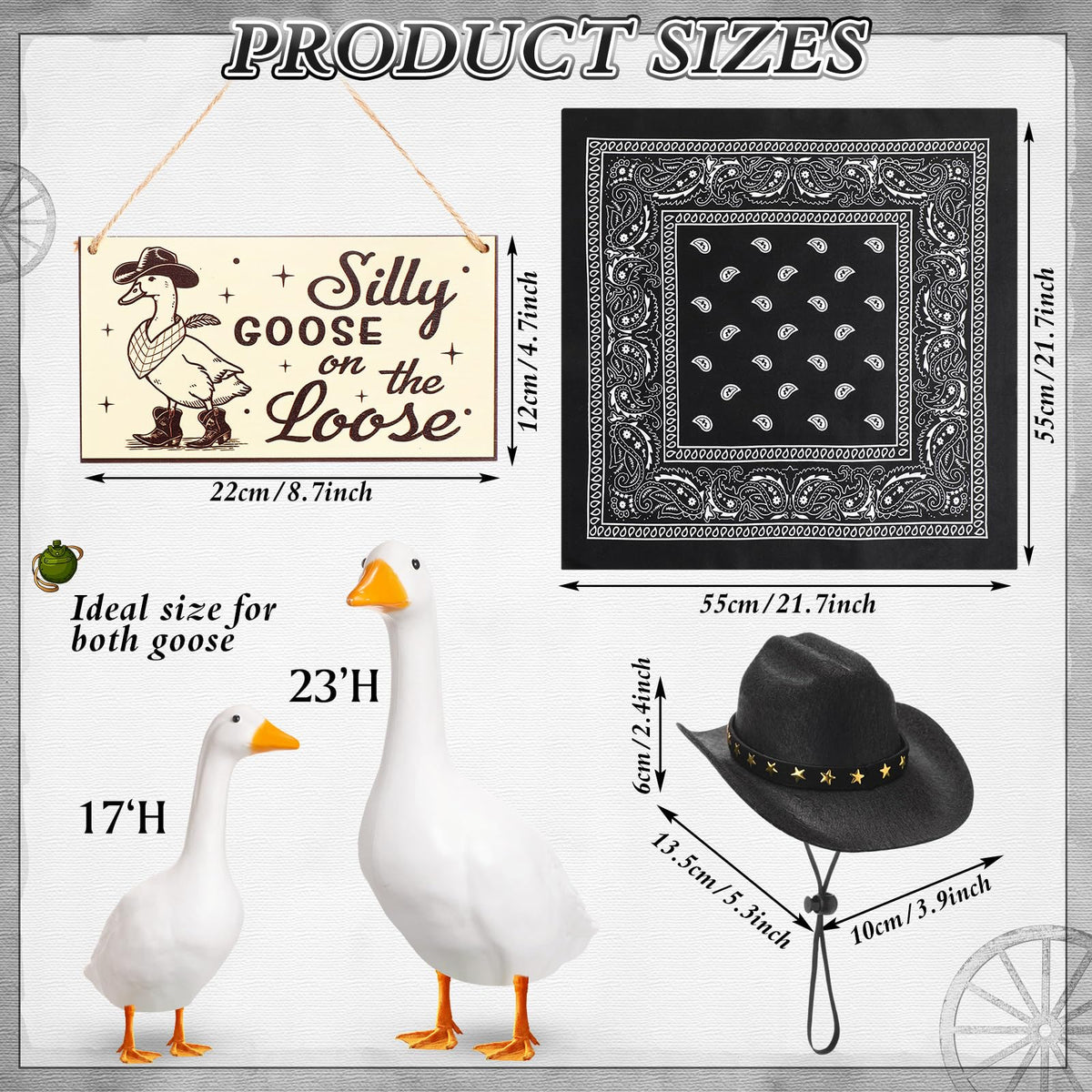 Silicherry cowboy hat detail highlights durable festive costume for lawn decor.
