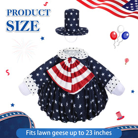 Silicherry patriotic goose hat adds height and charm to outdoor porch decorations.