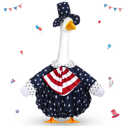 Silicherry bow knot shirt on a 23-inch goose for a festive Fourth of July look.