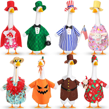 Silicherry goose outfits on a 17-inch lawn statue with festive holiday flair.