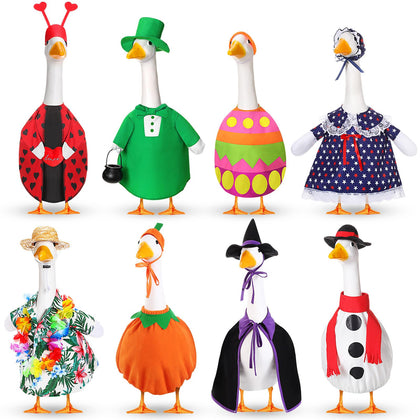 Silicherry Valentine goose outfit on a 17-inch statue enhances garden charm.