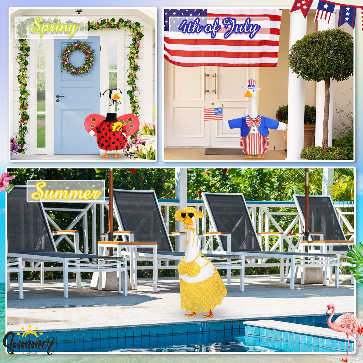 Silicherry halloween goose costume adds playful whimsy to outdoor ambience.