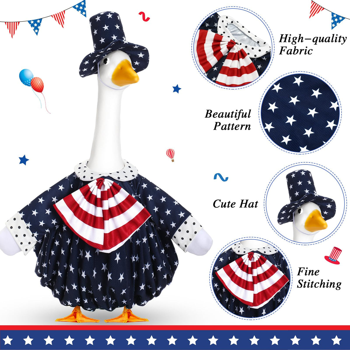 Silicherry patriotic goose clothing design in red, white, and blue enhances curb appeal.