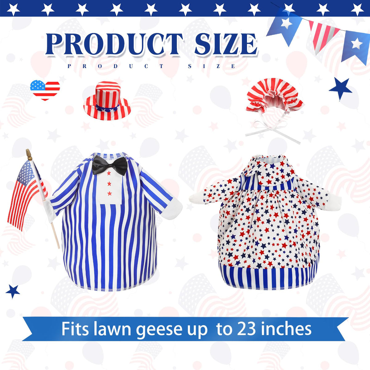 Silicherry patriotic goose outfit dress enhances yard decor and photo moments