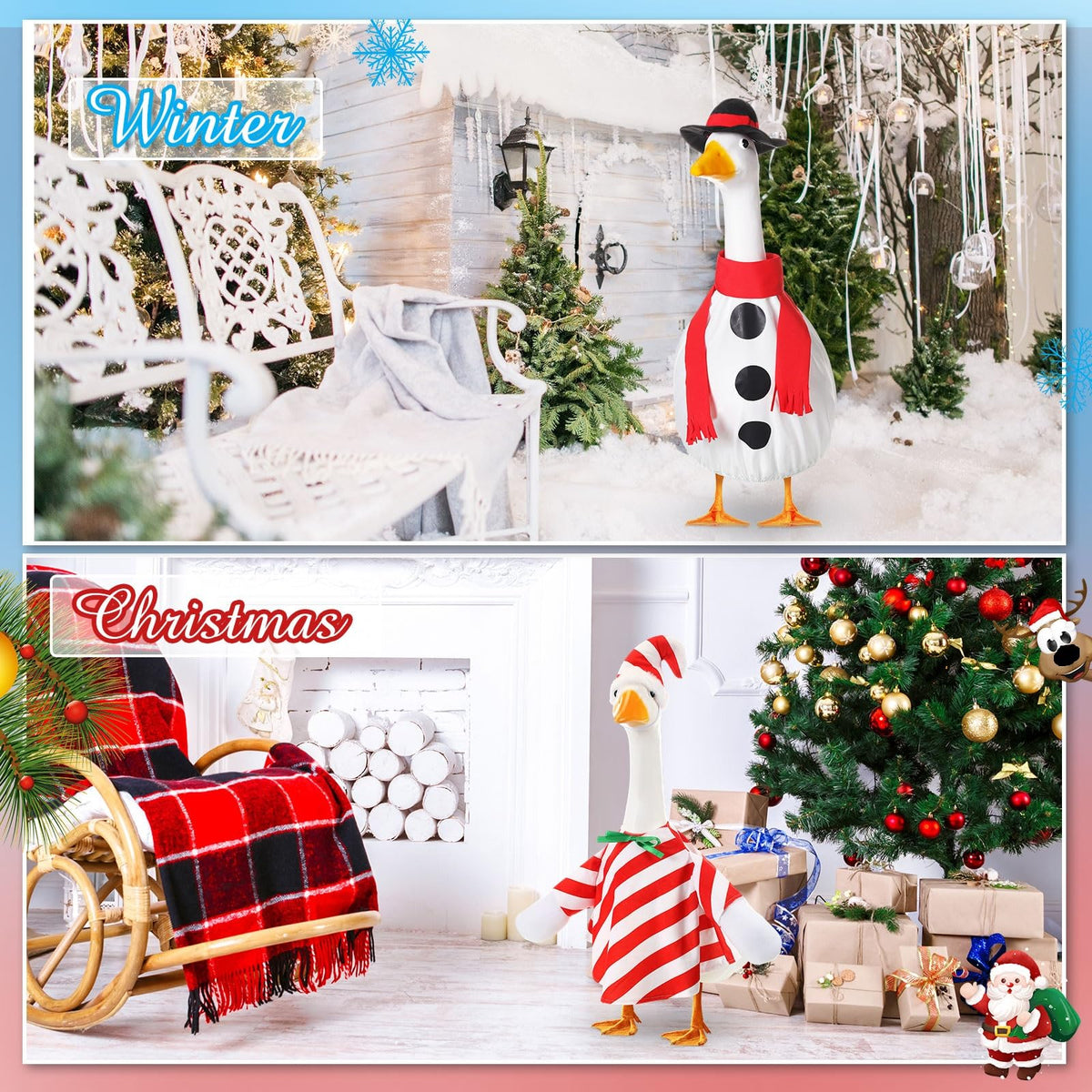 Silicherry winter goose outfit keeps festive display crisp and inviting.