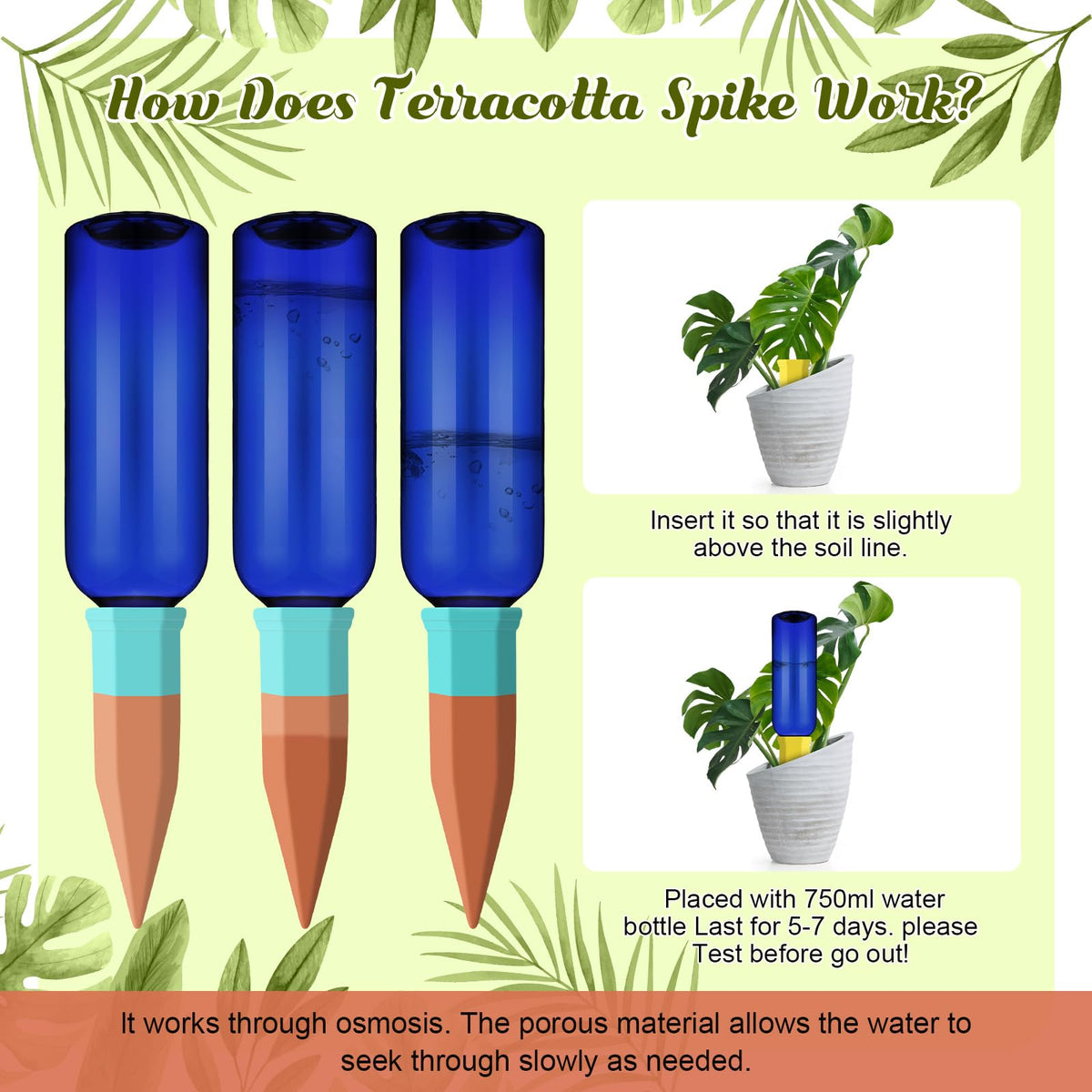 SiliFine automatic plant waterer set includes six spikes for versatile watering.
