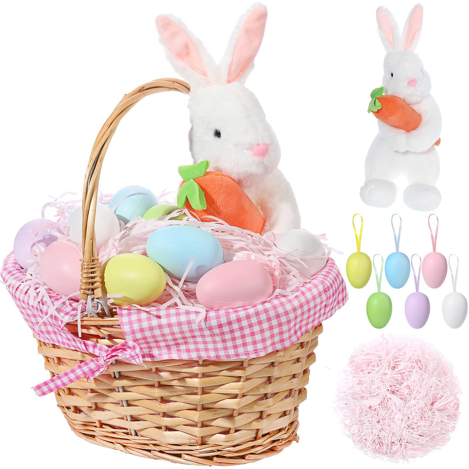 SiliFine Easter Basket pink with gingham liner, ready for festive decor.