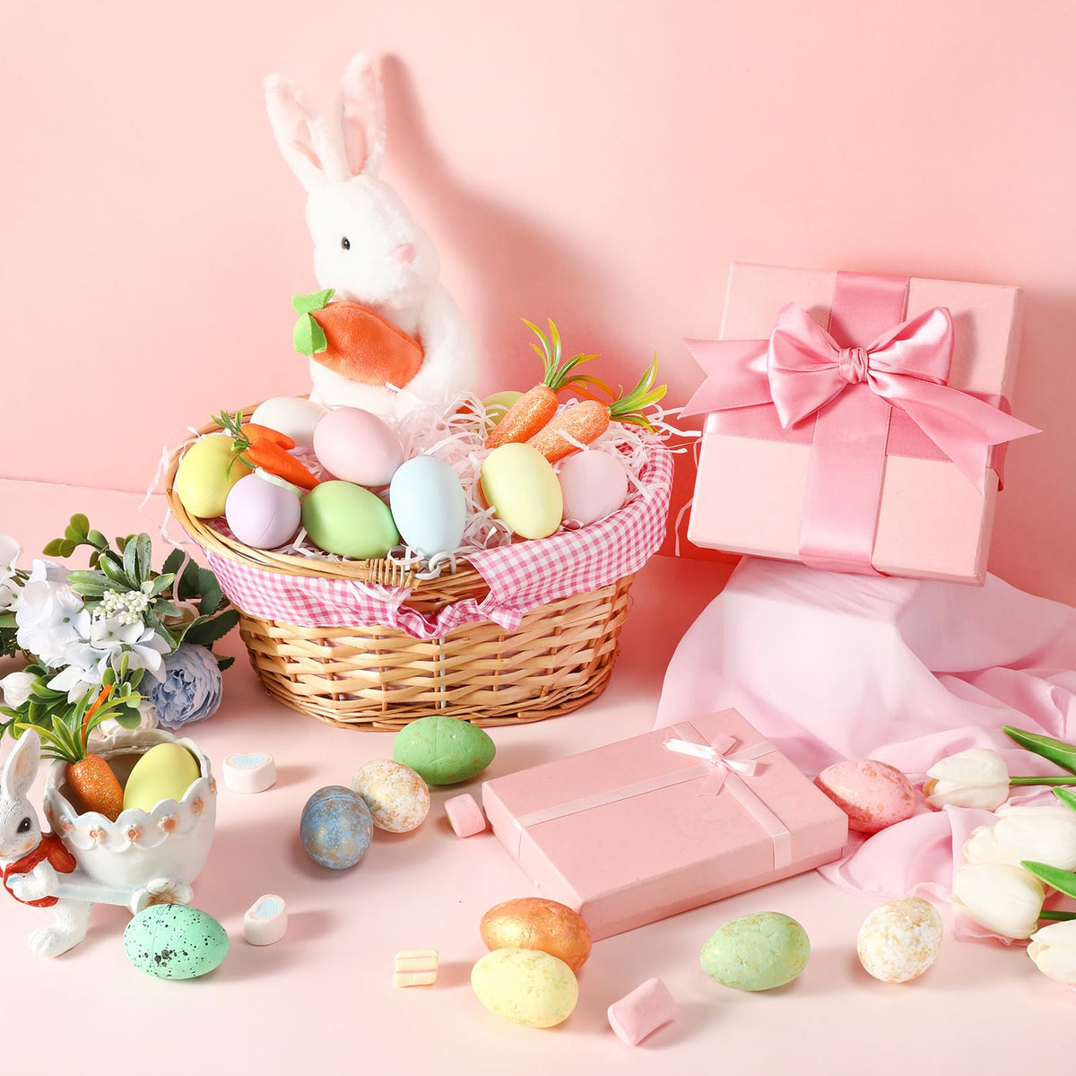 SiliFine raffia grass accents for authentic Easter display.