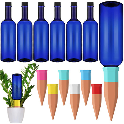 SiliFine self-watering spike in terra cotta clay delivering steady moisture to potted plants.