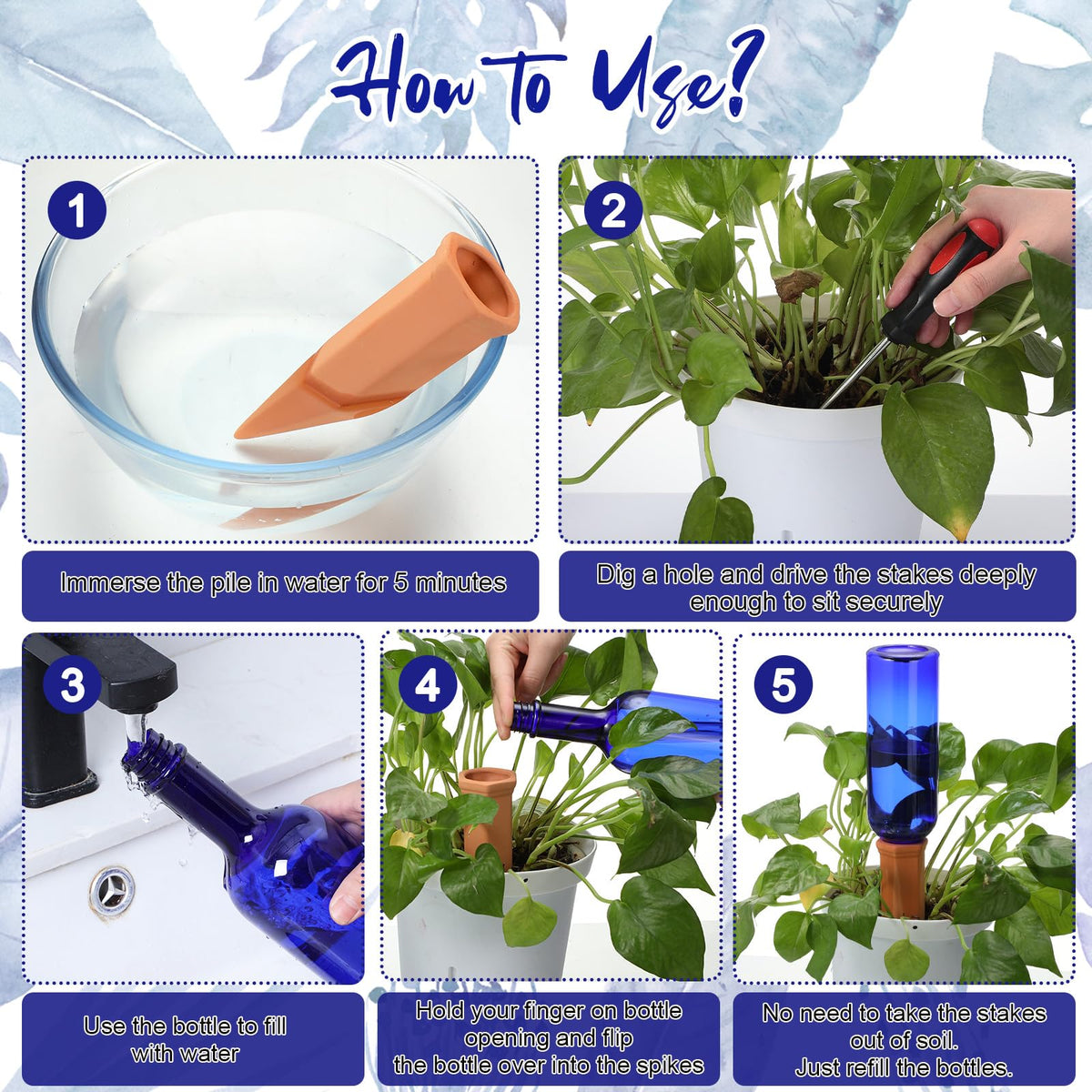 SiliFine dual-color bottles on a balcony plant watering setup
