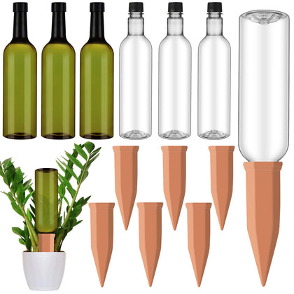 SiliFine watering spike terracotta ensures steady soil moisture for potted plants