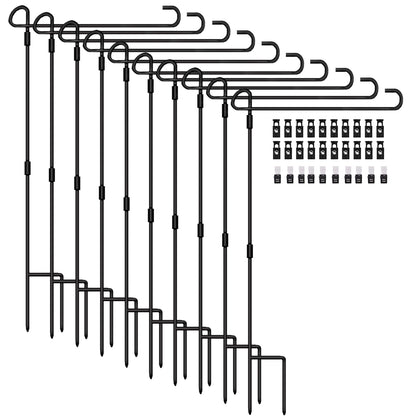 Silintion garden flag stand 10-pack in black matte finish for outdoor display.