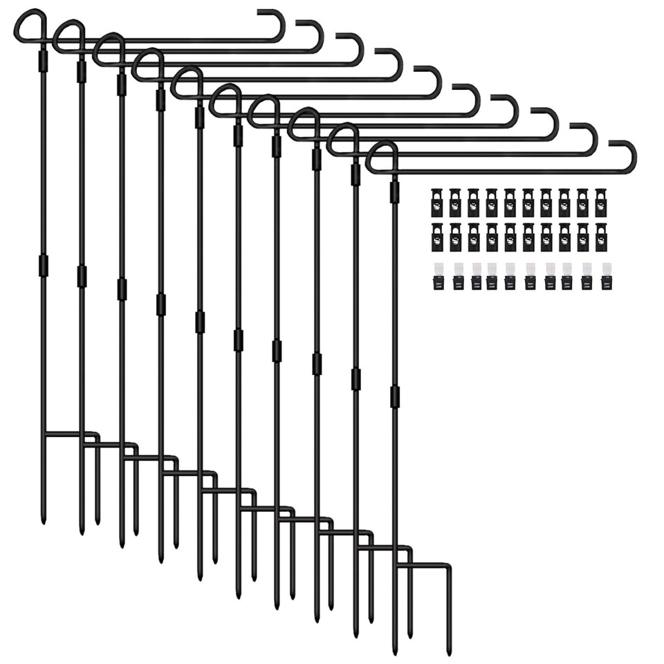 Silintion garden flag stand 10-pack in black matte finish for outdoor display.