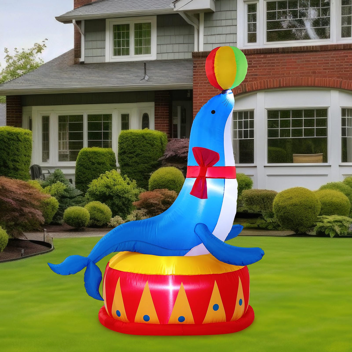 Silipull 5ft LED inflatable seal for circus decor at night.