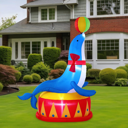 Silipull 5ft LED inflatable seal for circus decor at night.