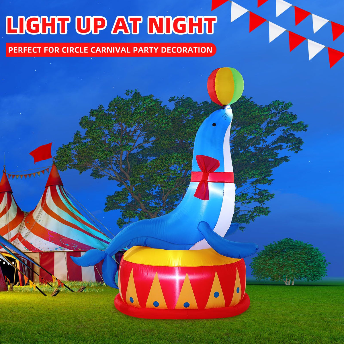 Silipull LED inflatable seal for birthday party decor.