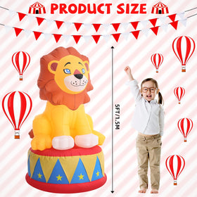 Stability setup with ground stakes and weight bag for Silipull lion inflatables.