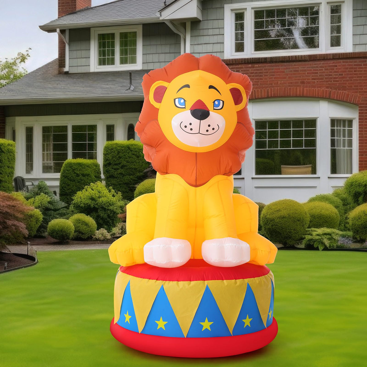 Silipull LED 5 ft inflatable lion for outdoor carnival yard display.