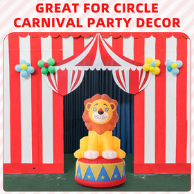 Bright LEDs on Silipull lion illuminate yard for parties and celebrations.