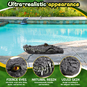 Silipull pool float crocodile head adds pool ambiance while deterring birds.