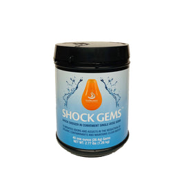 Shock Gems in spa water enhancing clarity and odor control.