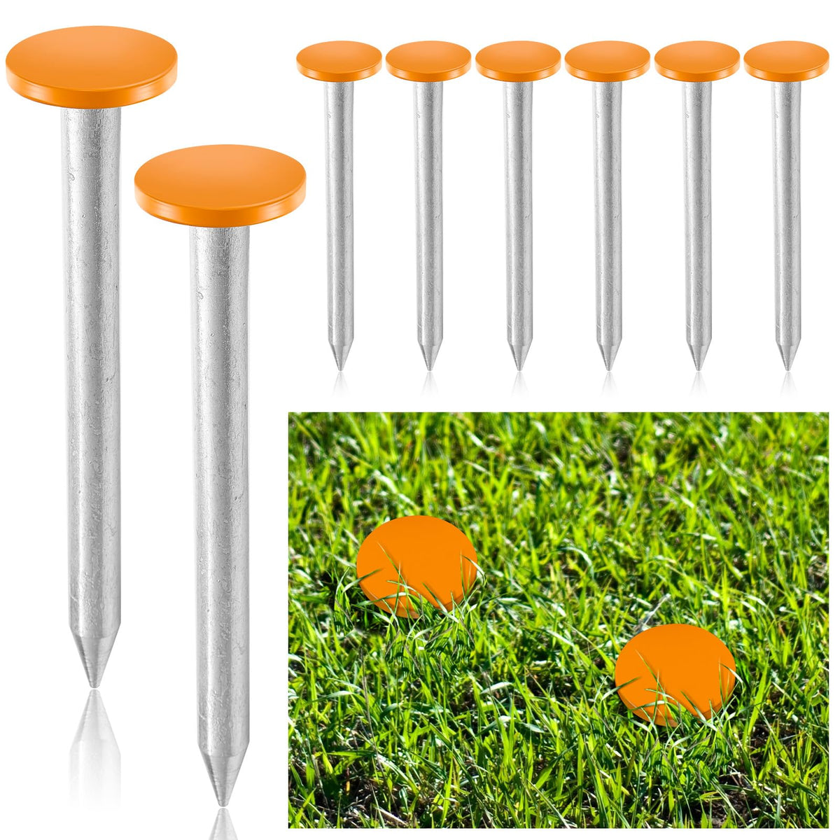 Silkfly eight-pack survey stakes with orange heads for easy marking