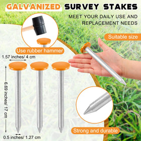 Silkfly galvanized steel stakes with bright orange heads for visibility