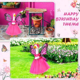 SilTriangle flower crowns set creates a bright, festive look for porch geese and pets.