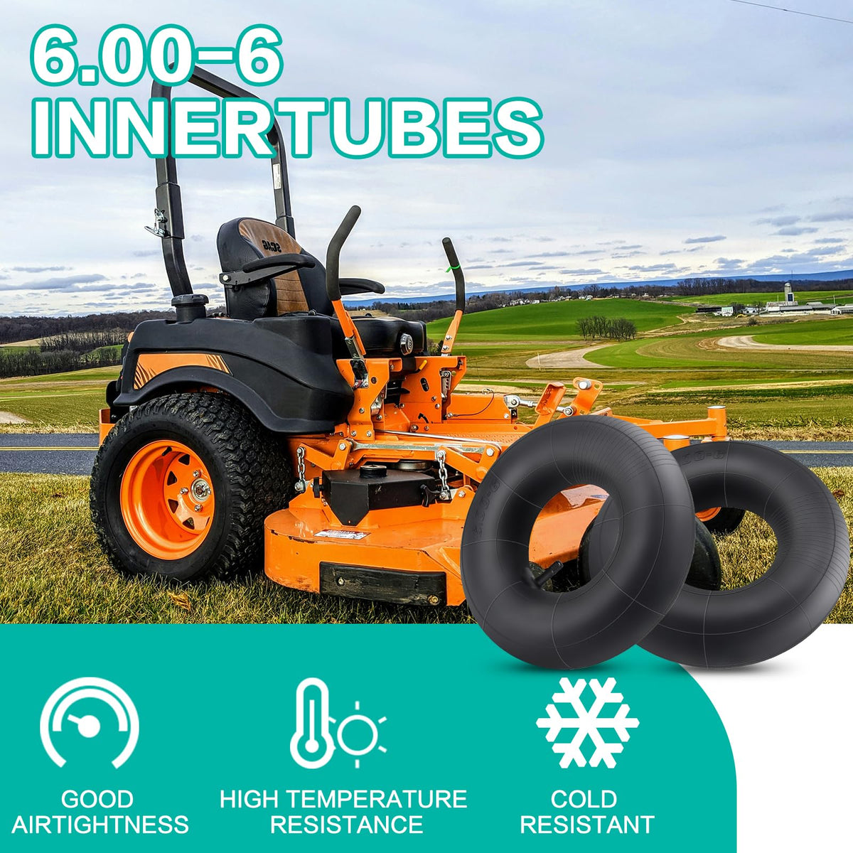 SIMEIQI inner tube installed on a lawn mower for testing fit.