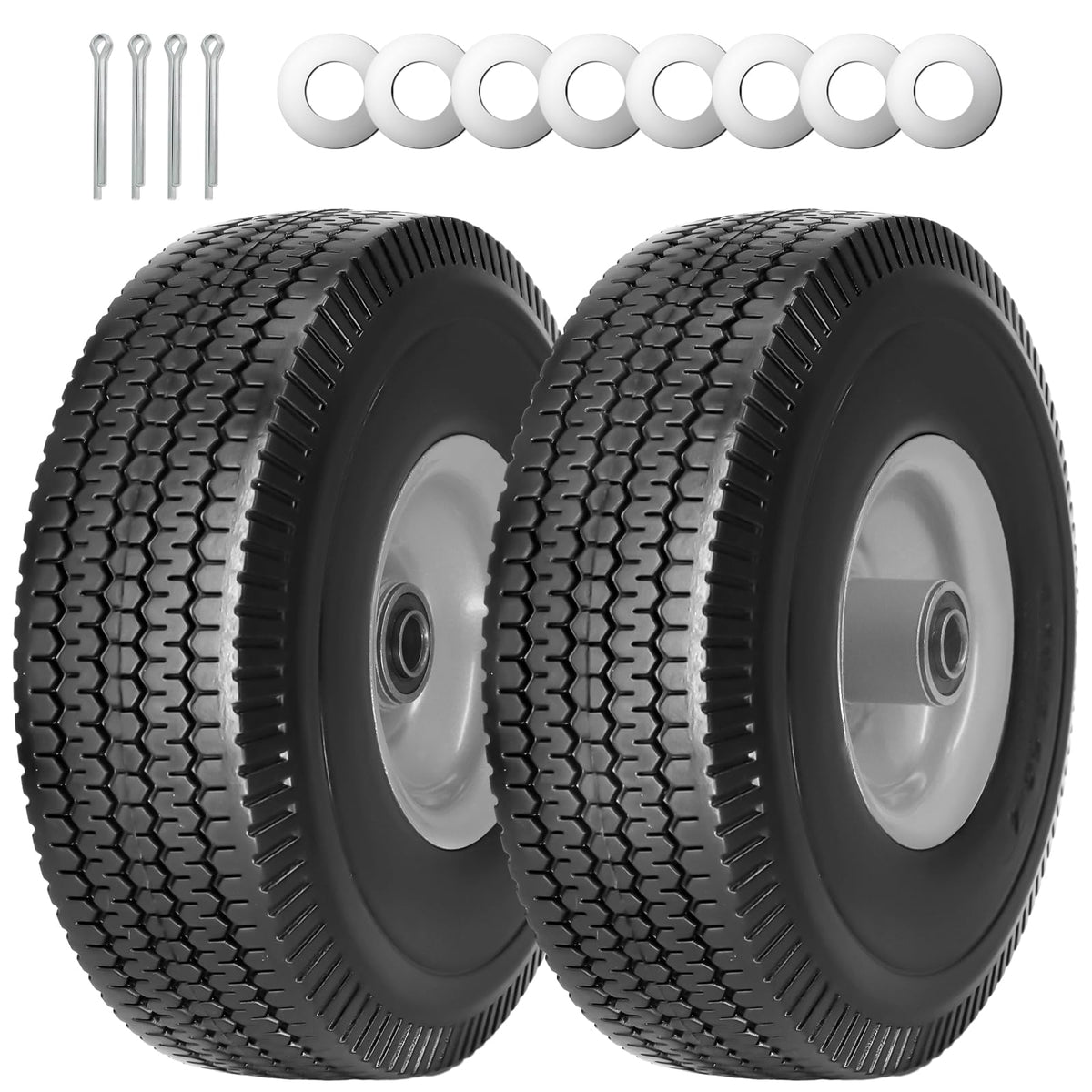 SIMEIQI solid PU run-flat wheel, 10-inch diameter, 4-inch rim for carts